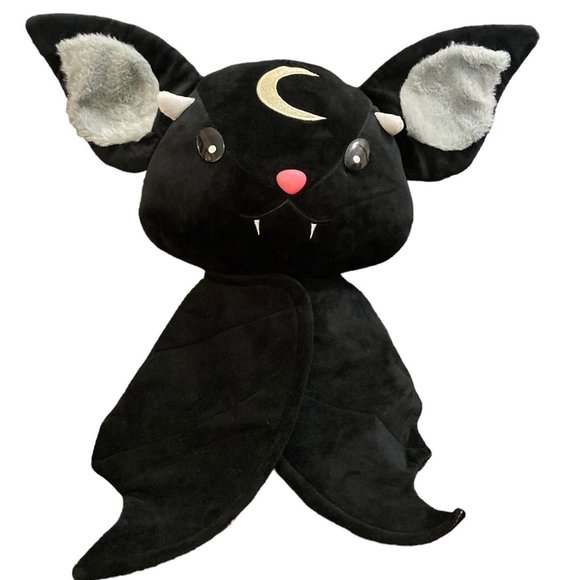 Gothic Vampire Bat Plush Crescent Moon (Dreams Fears) 14 X 24 Black & Gray - Picture 6 of 7